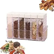 Salt and Pepper Set | 6X Seasoning Containers Organizer | Clear Empty Dispenser, Condiment Storage for Kitchen Pantry BBQ Picnic Restaurant