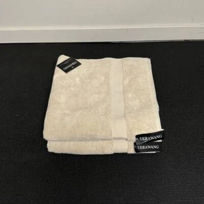 2 Vera Wang Parallel Lines Beige Tan Bath Sheet Towels Striped Stripe Towel Set