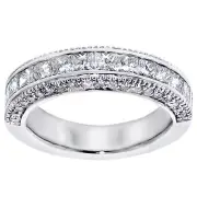 2.00 CT TW Princess Cut Diamond Wedding Band with Round Side Stones in Platinum