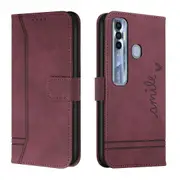 Closure Case with Flip Wallet Stand Function Cover for Tecno Spark 7 Pro - Red