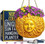 Double-Faced Sun Hanging Planter | Indoor/Outdoor Wall Flower Pot | Unique Boho Decor | Self-Watering Basket for Plants, Succulents, Flowers | Cute Patio & Garden Hanger | Decorative Pot