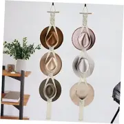 2 Pieces Macrame Hat Hangers, Bohemian Hat Rack Hat Organizer Pack of 2, White