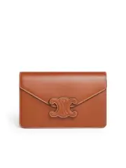 Celine Wallet on Chain Triomphe in Shiny Calfskin Tan