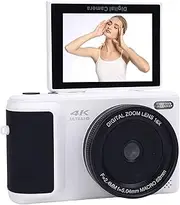 4K Digital Camera for Photography, 64MP HD Autofocus Vlogging Camera with 2.8in 180° Flip Screen, 16X Digital Zoom, Anti Shake, Compact for Travel (White)