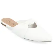 JOURNEE COLLECTION Women's Knotted Salinn Pointed Toe Mules, White, sz 7.5