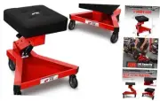 Shop Stool with Wheels, Hydraulic Adjustable Mechanic Creeper on Wheels, Red