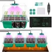 4-Pack Seed Starter Kit with Grow Light Heat Mat & Humidity Dome 48 Cells