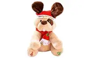 Dimple 'Ginger' Christmas Holiday Dog Stuffed Animal 9", Animated Plush Singing Peek-a-Boo Waving Ears Dog, Xmas Electric Toy Party Gift for Kids Children, Plays Xmas Tunes