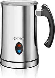 [CHINYA] Milk Frother, Electric Milk Frother with Hot or Cold Functionality, Foam Maker, Silver Stainless Steel, Automatic Milk Frother and Warmer for Coffee, Cappuccino and Macchiato (Silver)