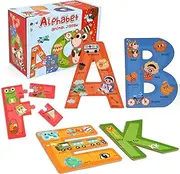 SYNARRY Wooden Alphabet Puzzles for Kids Ages 3-5, ABC Learning for Toddlers Ages 3+, Sight Words Letter Puzzles Montessori Toys Educational STEM for Preschool Boys Girls