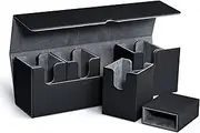 UAONO Storage Box With Dice Tray for MTG Yugioh, 5 in 1 Deck Case Holds 900+ Unsleeved Cards, Strong Magnet Organizer Compatible With Magic Commander TCG CCG Sports Cards (Black)