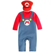 Hangyou Times Baby Cosplay Anime Crawling Suit Super Mario Bros Rompers Jumpsuit Cosplay Costumes Hat Gifts 9-18M Red