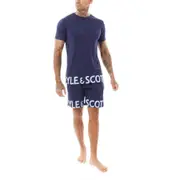 Lyle & Scott Mens Lounge Set T-shirt Shorts Sleepwear Summer Loungewear Navy L