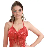 Adult Sequin Fringe Top in Red