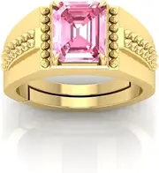 [RRVGEM] 6.25 Ratti 5.00 Carat Unheated Untreatet A+ Quality Natural Pink Sapphire Gemstone Gold Plated Ring for Women's and Men's (Lab Certified), Metal, Sapphire