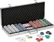 Fat Cat 11.5 Gram Texas Hold 'em Clay Poker Chip Set with Aluminum Case, 500 Striped Dice Chips