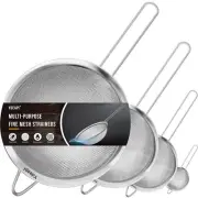 Fine Mesh Strainer, Stainless Steel Kitchen Strainers with Sturdy Handle, Set...