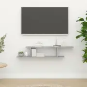 Wall Mounted TV Shelf Concrete Grey 125x18x23 cm Engineered Wood Storage Unit