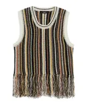 Linen top with fringes S,XS,M Black