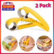 2Pcs Banana Slicer Fruit Knife Veggie Cutter Kitchen Bar Tool Stainless Steel