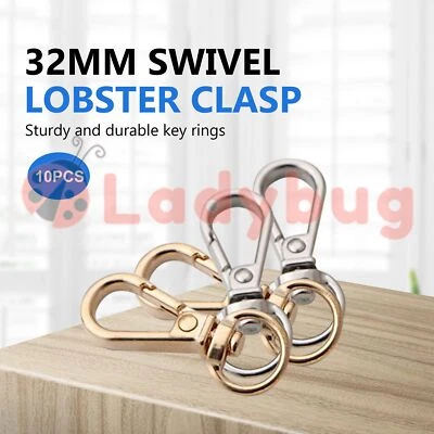 10x Swivel Lobster Clasp Clips Hook Alloy Keychain Split KeyRing Durable Key