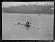 Olympic sculler Bobby Pearce christening his new scull The Austral- Old Photo