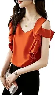 [Generic] Women Summer Shirt Elegant Clothing Chiffon Tank Top Sleeveless Ruffles Camisole Blouse