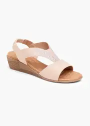 [Taking Shape] Taking Shape Bling Elastic Wedge Sandal Size 42 in Nude - Women's Shoes Nude