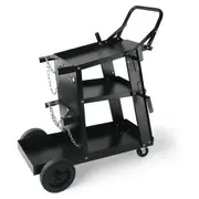 Welding Cart, 3-Tier Welder Cart Heavy Duty with 400 Lbs Weight Capacity, 360° Swivel Wheels, Tank Storage Safety Chains, Rolling MIG Welder Cart for TIG, ARC, MMA, Plasma Cutter Welding