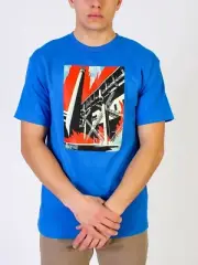 OBEY Men's S/S T-Shirt FOSSIL FACTORY - Royal Blue - Medium - NWT