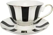 Kater 1pc Flower Shaped Coffee Cup Saucer Set European Style Ceramic Afternoon Tea Set Fine Bone China Tea Cup Gold-Rimmed Drinkware (Color : B)
