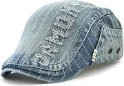 [LAIFEKE] Newsboy Cap Fashion Men Letters Embroidery Beret Cap Cotton Driving Cabbie Flat Cap (Blue)
