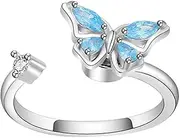 [VALICLUD] Butterfly Ring Butterflies Open Ring Rings for Women Hand Hug Ring Arm Hug Ring Rings Rhinestone Ring Finger Rings Cool Ring Women Adjustable Rings Rings Copper