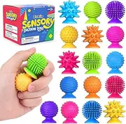 Sensory Fidget Toys Kids Adults: 16 Pack Textured Suction Toys for Autism Kids Calming - Quiet Anxiety Fidgets for Classroom - Bulk Fidgets for Students Classroom Prize - Calm Down Toy for Girls Boys