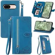 [Asuwish] Mobile Phone Case for Google Pixel 8a Case with Screen Protector Card Slot Foldable Leather Wallet Stand Pixel8a 5G a8 Mobile Phone Cases Protective Glass Tempered Glass Screen Protector Phone