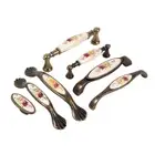 HG Rural Flower Ceramic Bronze DIY Door Handles Cabinet Cupboard Drawer Knobs