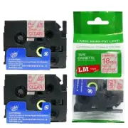 2/Pack 18mm Red on Clear Tape for P-touch Model PT540, PT-540 Label Maker 3/4