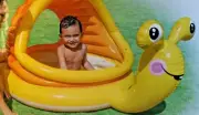 INTEX LAZY SNAIL BABY POOL w SHADE INFLATABLE KIDS POOL SOFT OUTDOOR POOL NEW