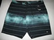 O'Neill Men's Size 40 Corban Black Teal Stripe Surf Board Shorts NWT