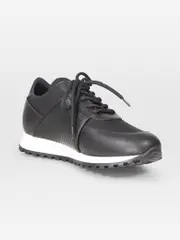 Black Leather Jimi Running Trainers