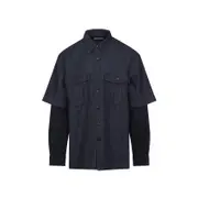 [Dries Van Noten] Dries Van Noten-Blue Cassen Cotton Shirt-Uomo S STAND