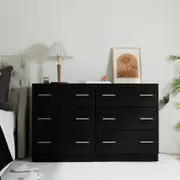 6 Drawer Cabinet Lowboy Dresser (Black)