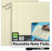 M.C. Squares Reusable Letter Legal Pads | 9x11 2-Pack | Lined Canary Yellow Dry Erase Notebook Front, White Board Back for Office, Home, School | Included Wet-Erase Tackie Marker | USA Made