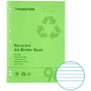 Studymate PP Recycled A4 Binder Book 96 Page Green