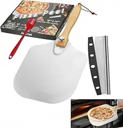[FeBohao] 12 Inch Pizza Peel Aluminium Alloy Pizza Shovel with Foldable Handle 3 Pack Pizza Kit with Pizza Cutter Pizza Oven Accessories