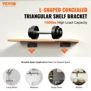 6 Pack Heavy Duty Shelf Brackets 10x4" - Matte Black Steel, 160 lbs Capacity