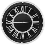 13.5/17.5 Inch Silent Wall Clock with Silver Frame-L - Color: Black - Size: L