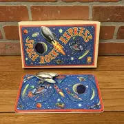 Space Rocket Express Wind Up Tin Toy Mars Patrol Rocket USA 1998 Japan Working