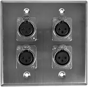 Seismic Audio SA-PLATE30 Stainless Steel Wall Plate -2 Gang with 4 XLR Female Connectors for Cable Installation