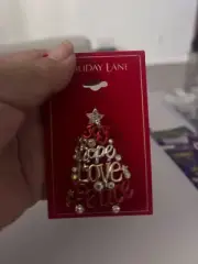 Holiday Lane Two-Tone Crystal Christmas Tree Pin